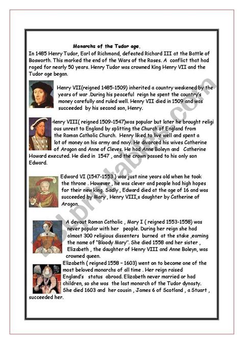 tudor monarchs worksheets